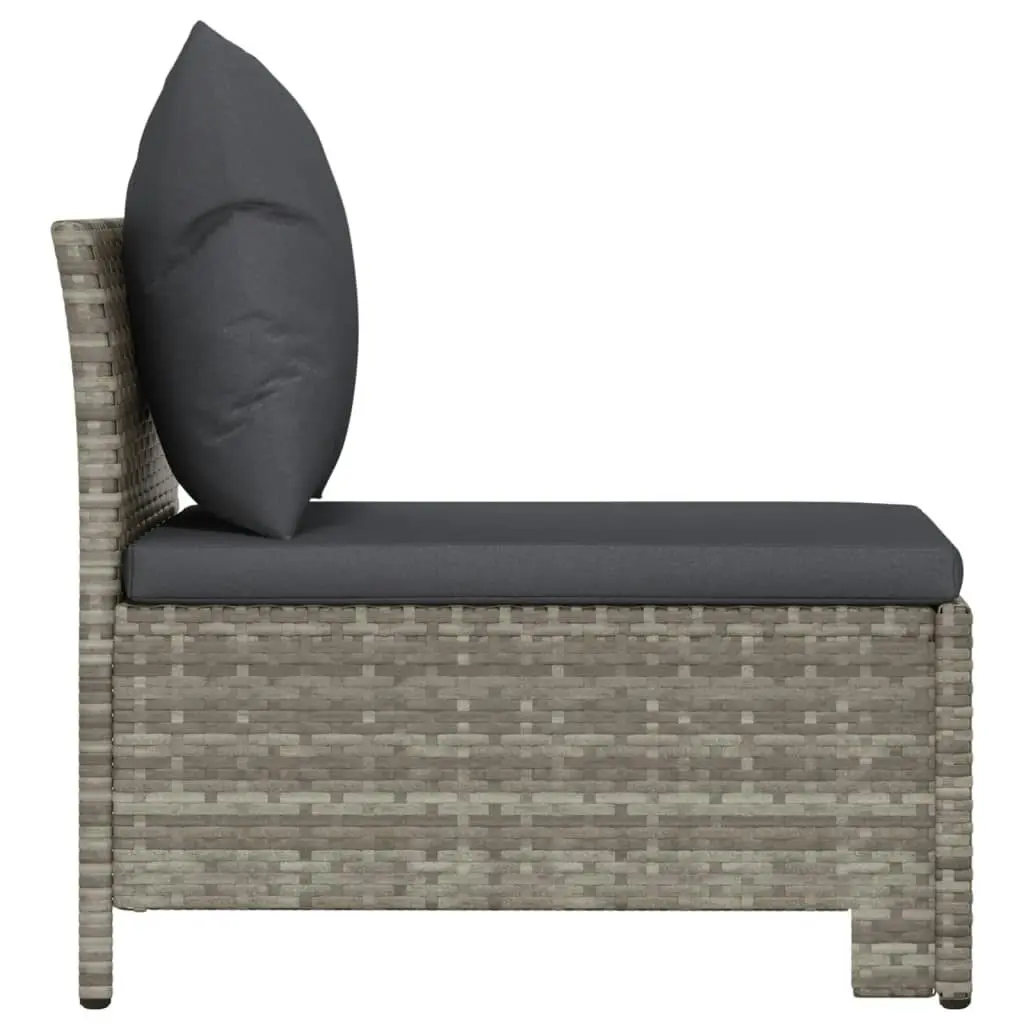 Garden Middle Sofa with Cushion Grey Poly Rattan 362694