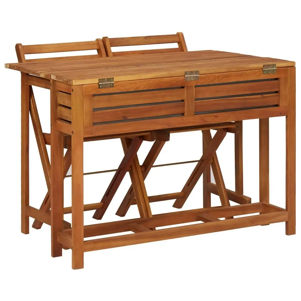 Garden Planter Table with 2 Bistro Chairs Solid Acacia Wood 45910