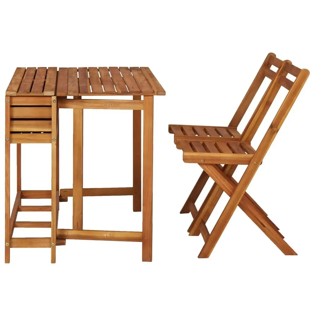 Garden Planter Table with 2 Bistro Chairs Solid Acacia Wood 45910