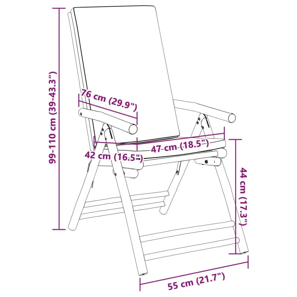 2 Piece Folding Bistro Chairs with Cream White Cushions Bamboo 365875