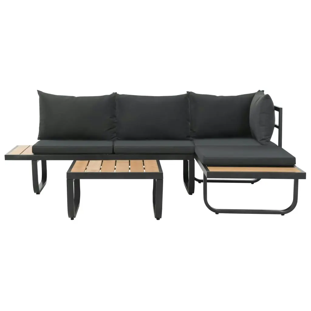 2 Piece Garden Corner Sofa Set with Cushions Aluminium WPC 44704