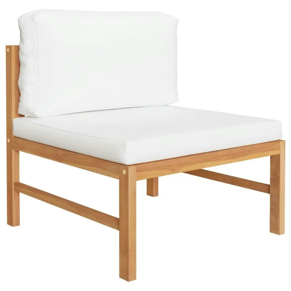 2 Piece Garden Lounge Set with Cream Cushions Teak Wood 316109