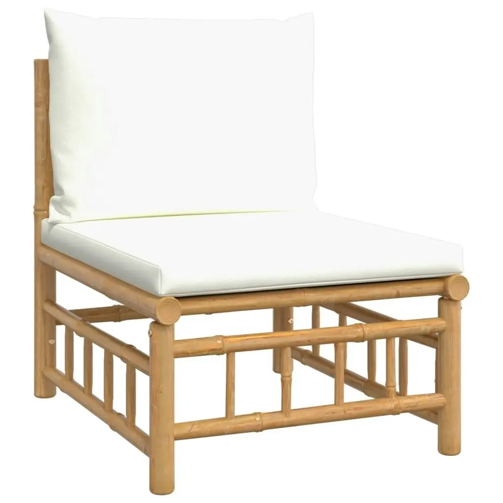 2 Piece Garden Lounge Set with Cream White Cushions Bamboo 362298