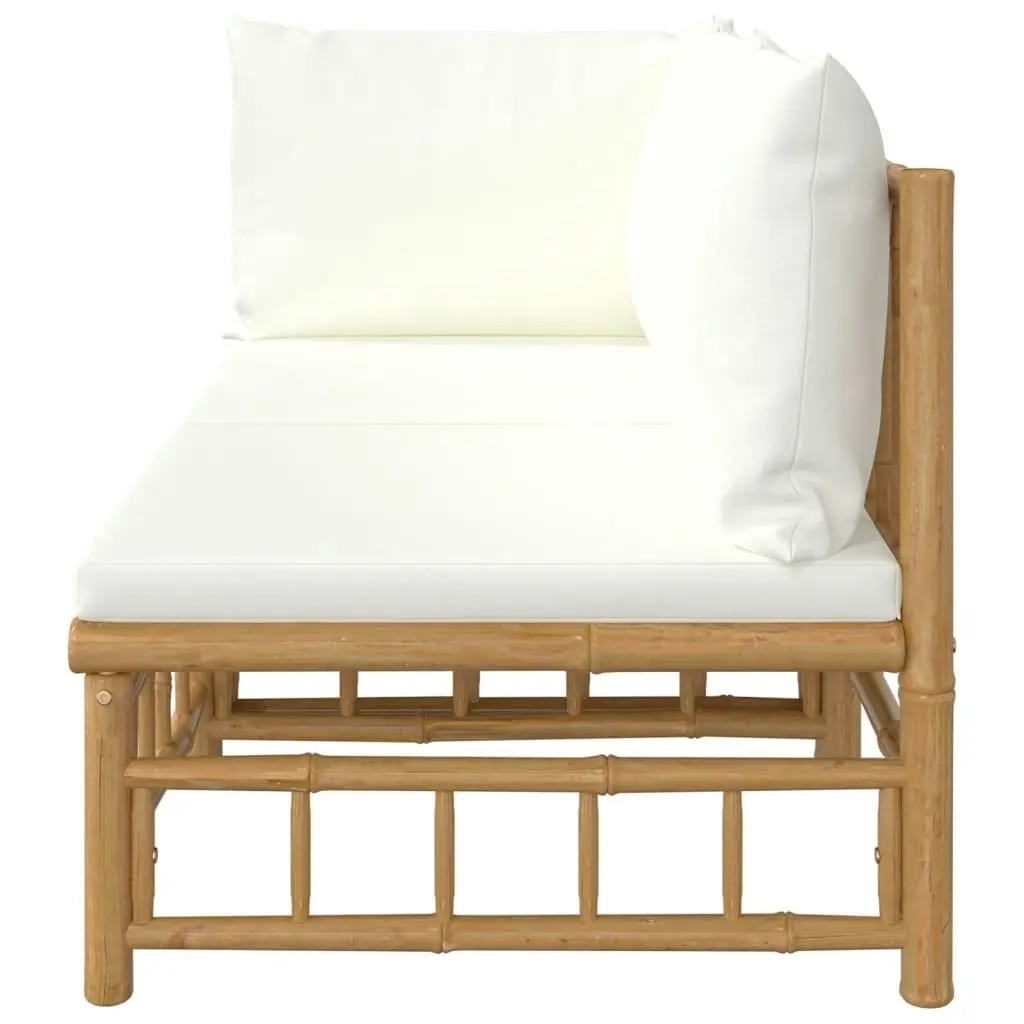 2 Piece Garden Lounge Set with Cream White Cushions Bamboo 362298