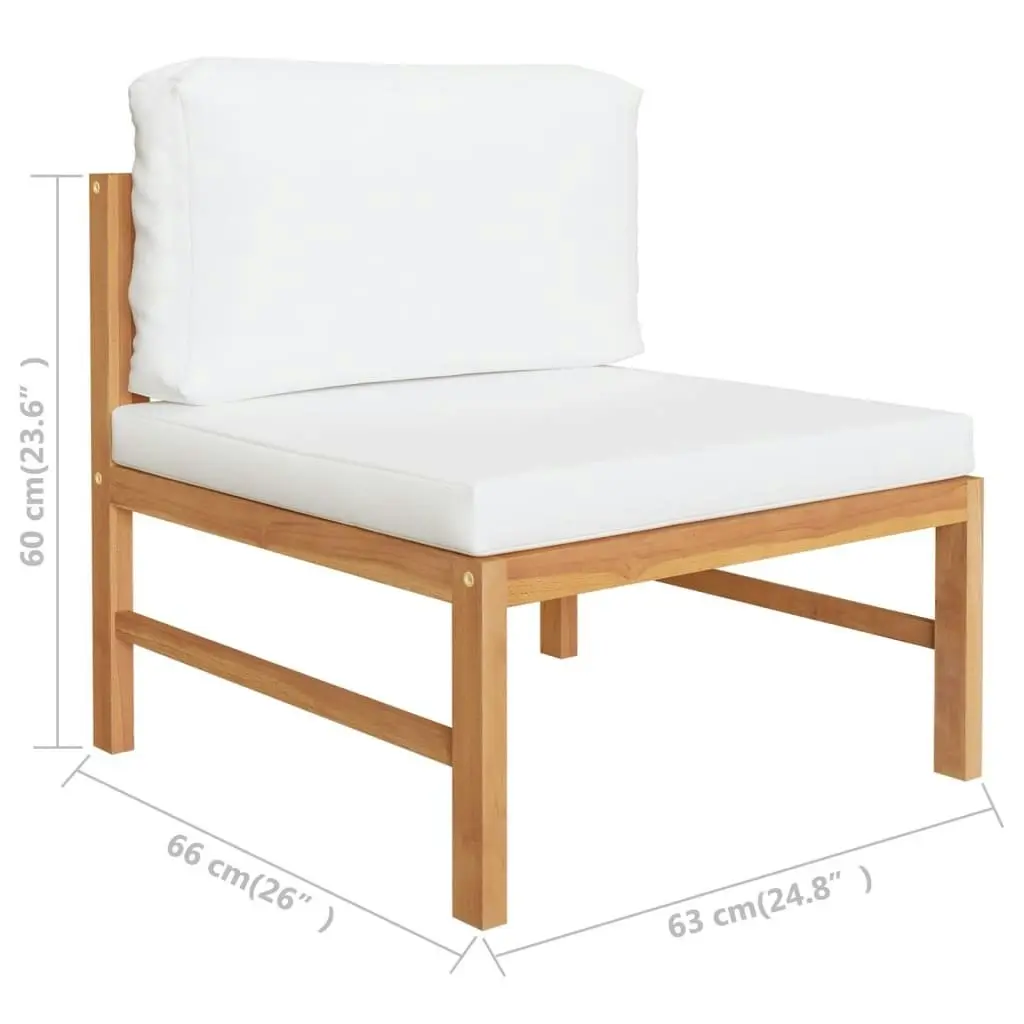 2 Piece Garden Lounge Set with Cream Cushions Teak Wood 316110