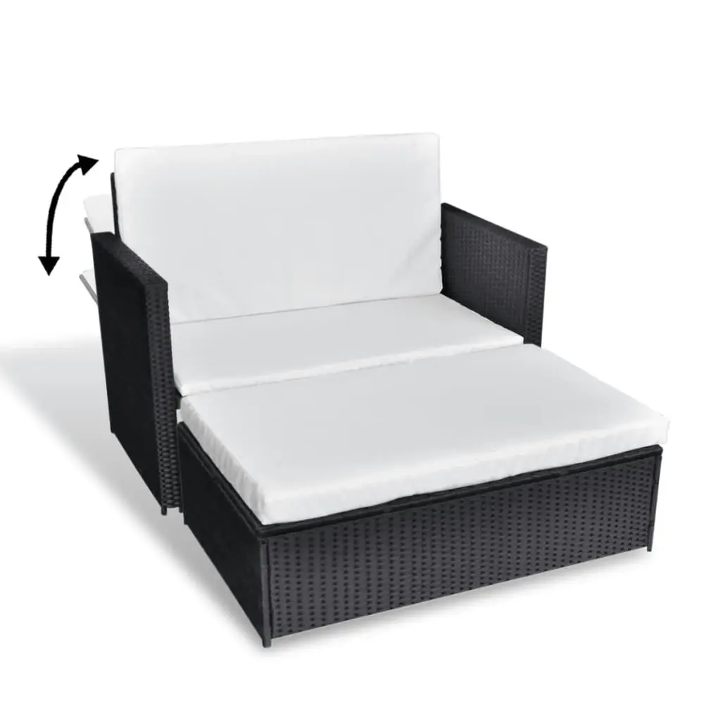 2 Piece Garden Lounge Set with Cushions Poly Rattan Black 43071