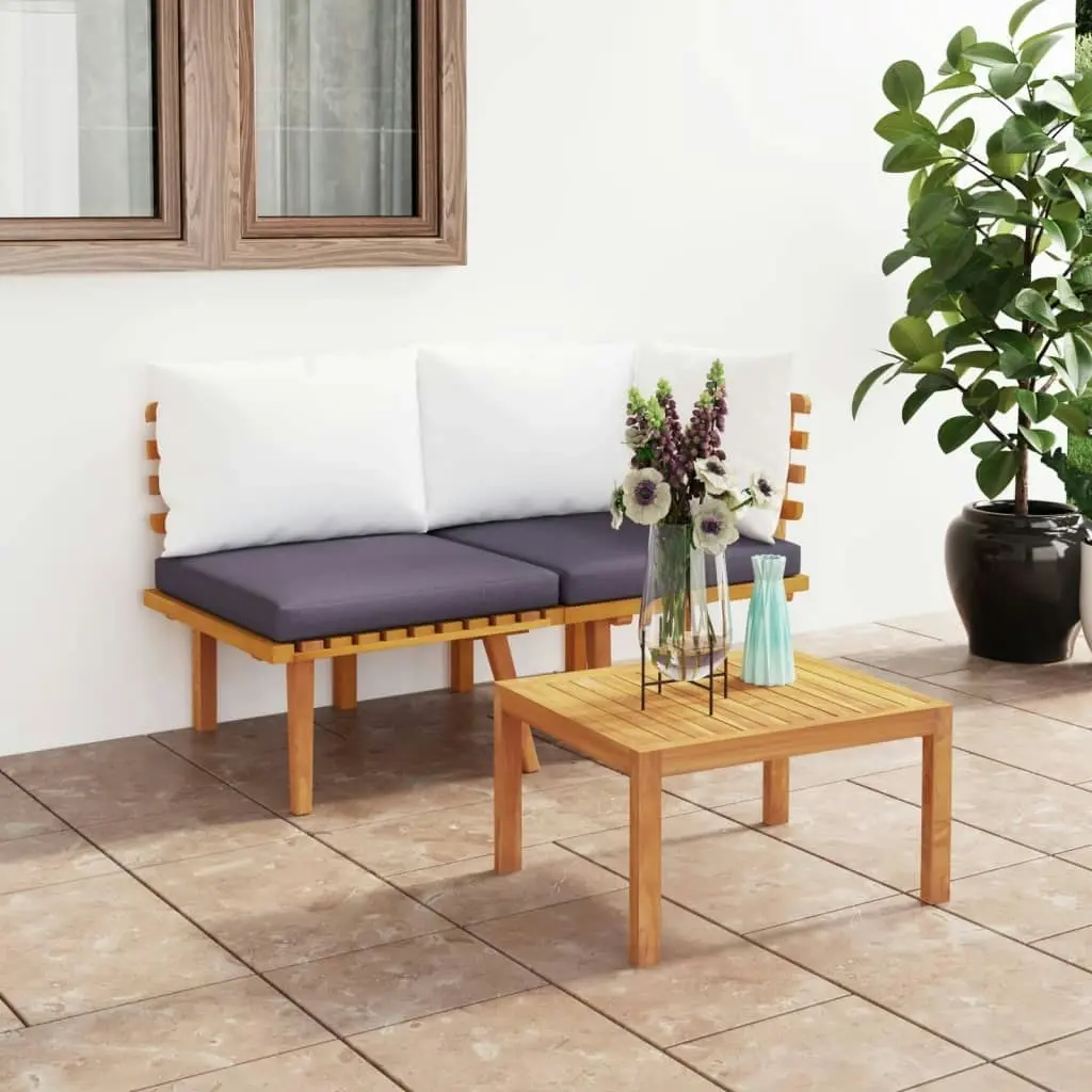 2 Piece Garden Lounge Set with Cushions Solid Acacia Wood 316266