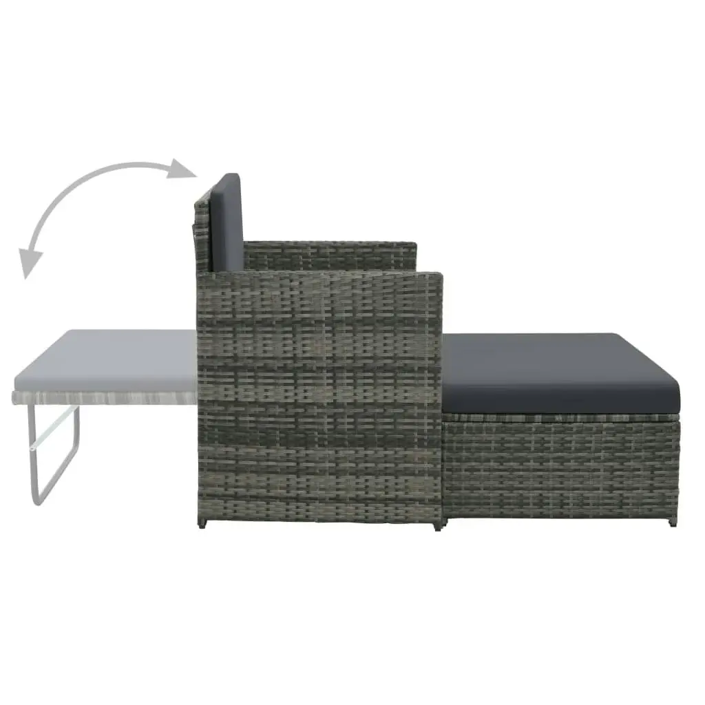 2 Piece Garden Lounge Set with Cushions Poly Rattan Grey 44483