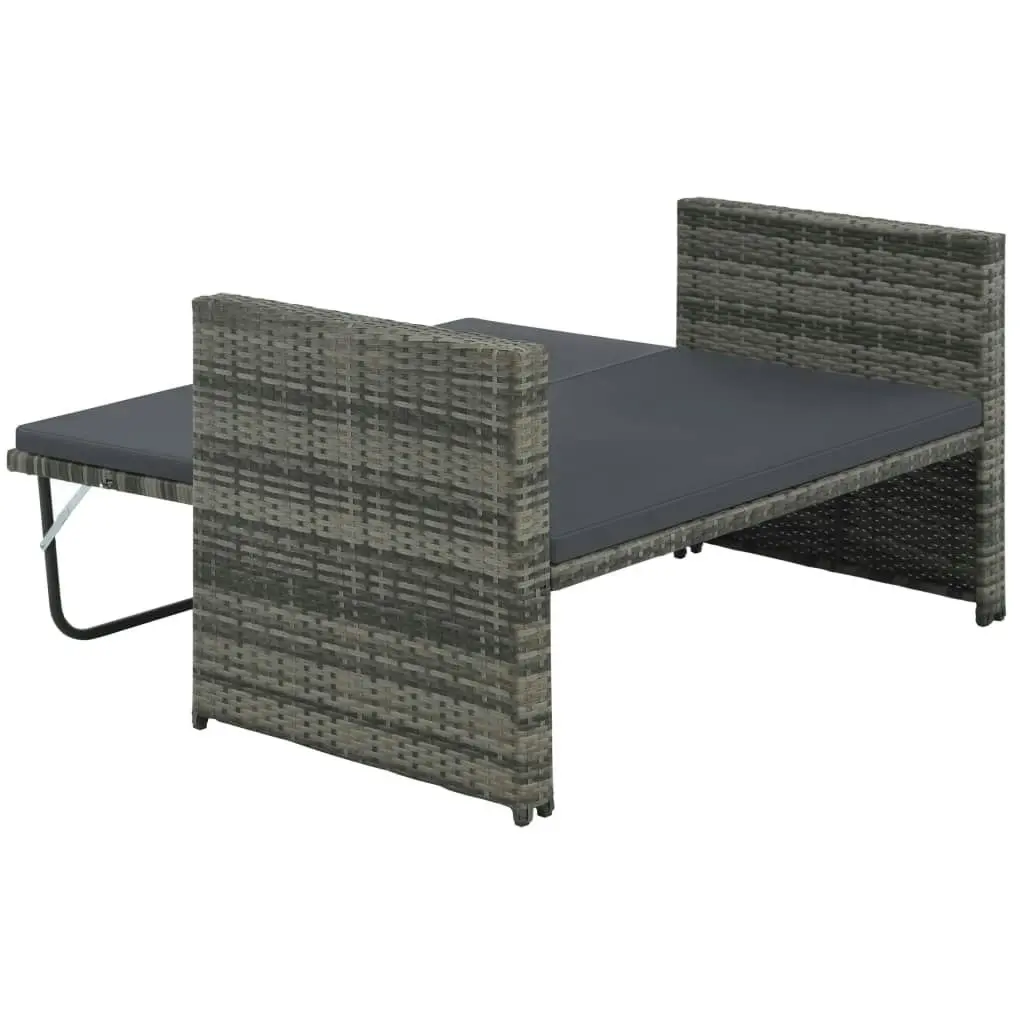 2 Piece Garden Lounge Set with Cushions Poly Rattan Grey 44483