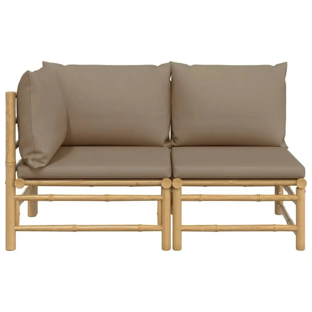 2 Piece Garden Lounge Set with Taupe Cushions Bamboo 362284