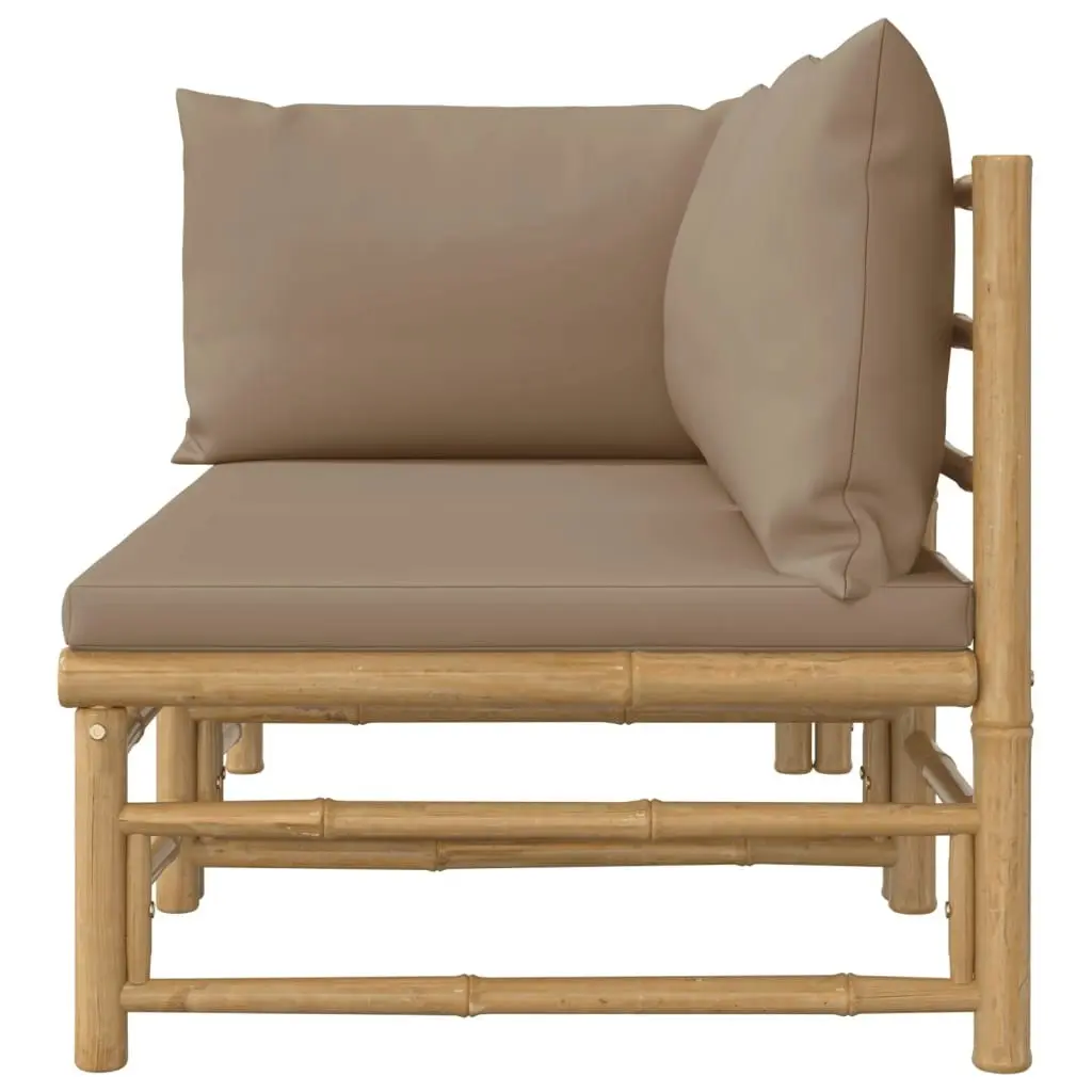 2 Piece Garden Lounge Set with Taupe Cushions Bamboo 362284