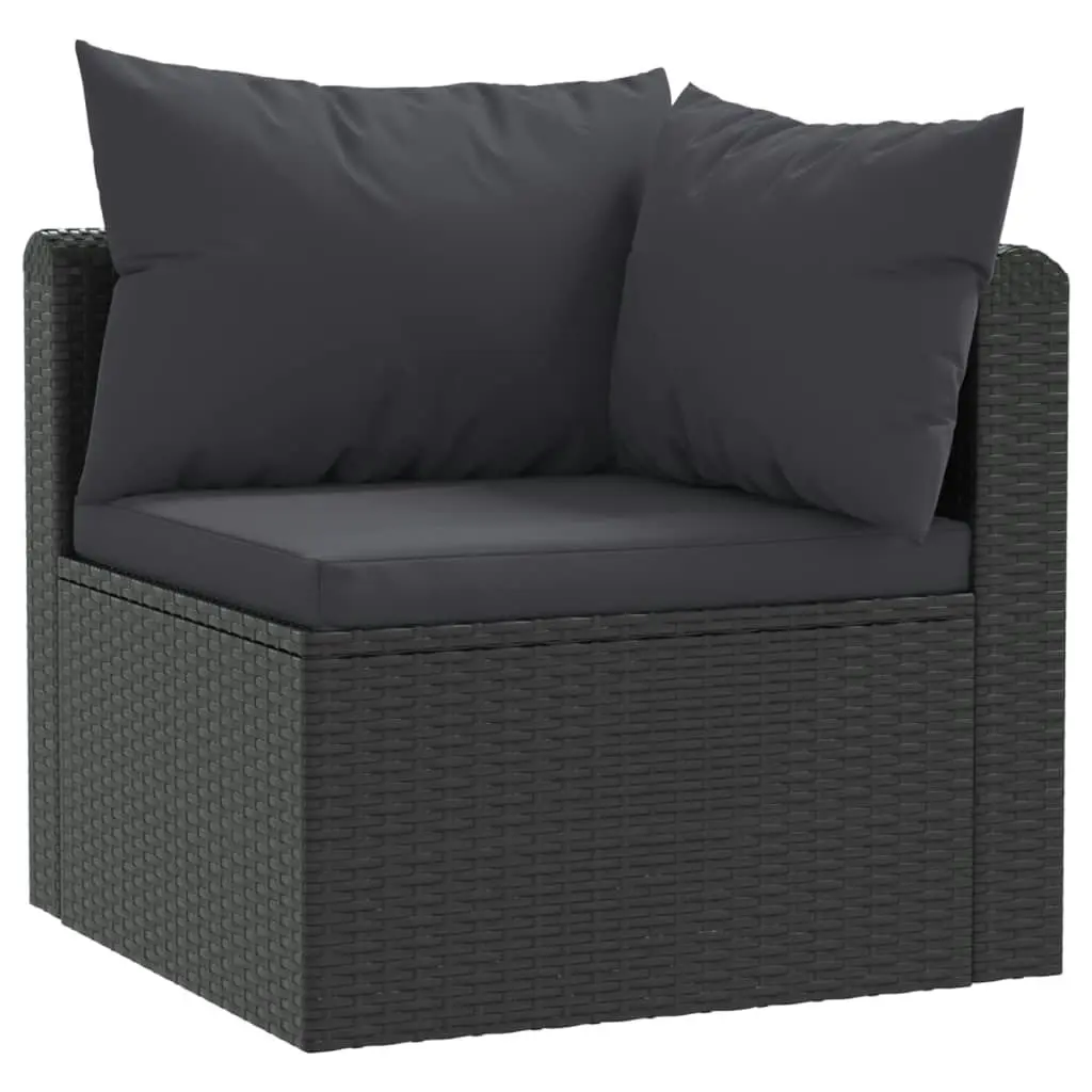 2 Piece Garden Sofa Set with Cushions Poly Rattan Black 46556