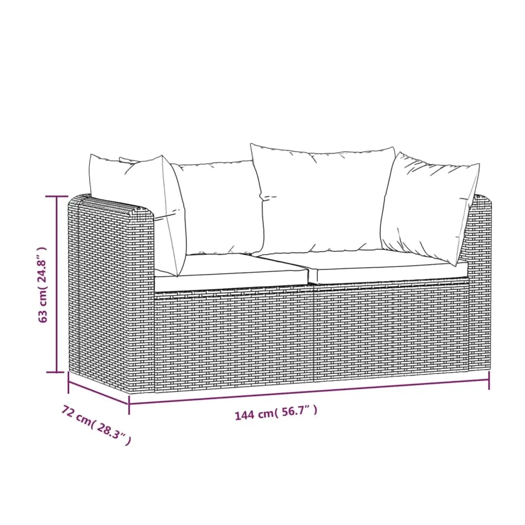 2 Piece Garden Sofa Set with Cushions Poly Rattan Black 46556