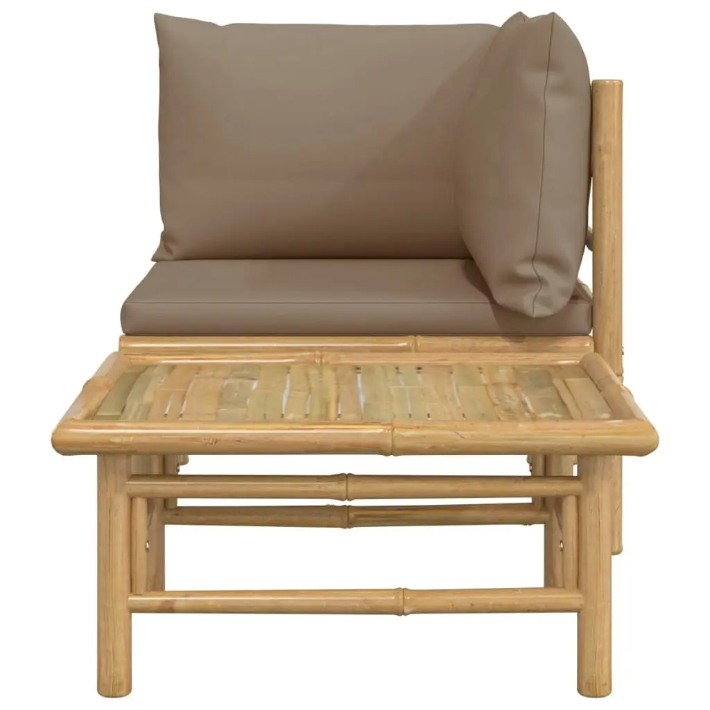 2 Piece Garden Lounge Set with Taupe Cushions Bamboo 362285