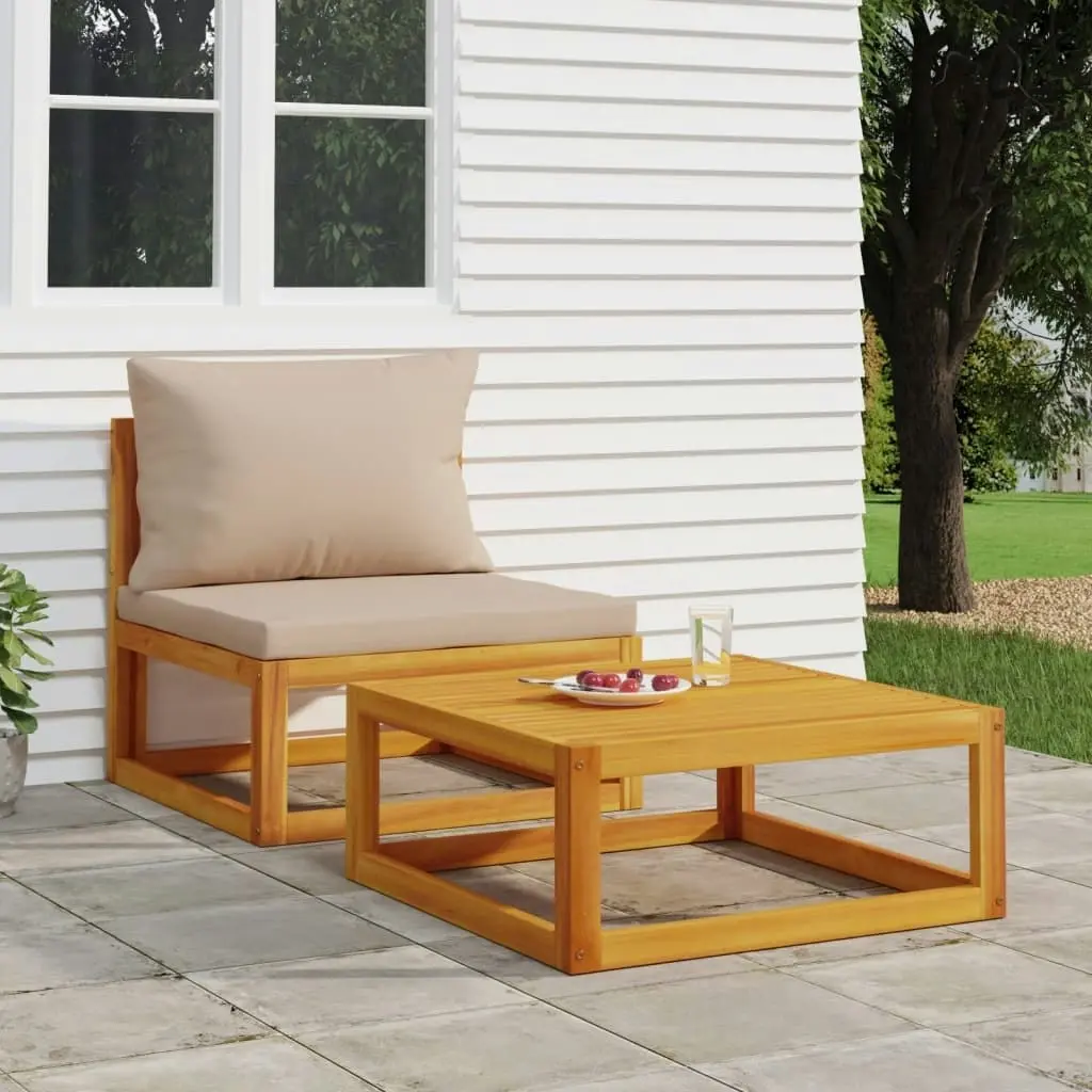 2 Piece Garden Sofa Set with Cushions Solid Wood Acacia 360003