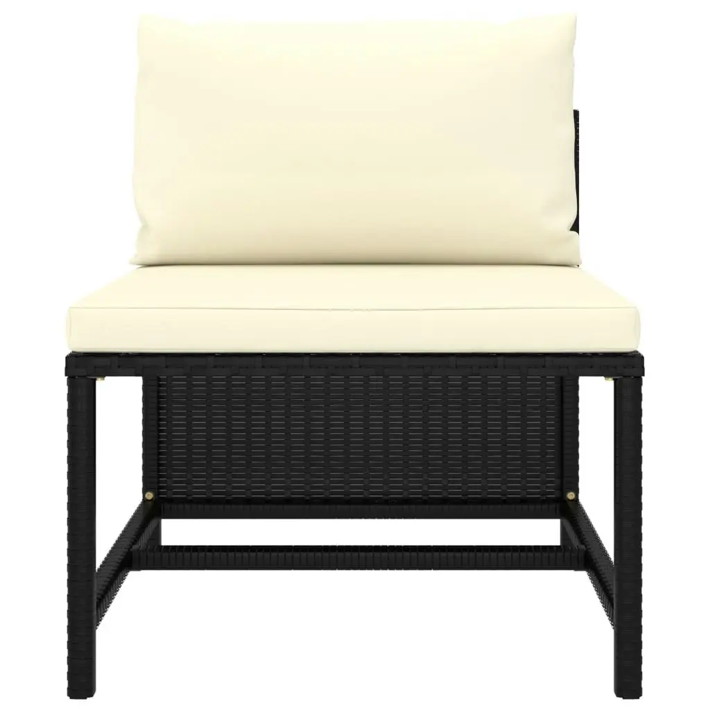 2 Piece Garden Sofa Set with Cushions Black Poly Rattan 313520