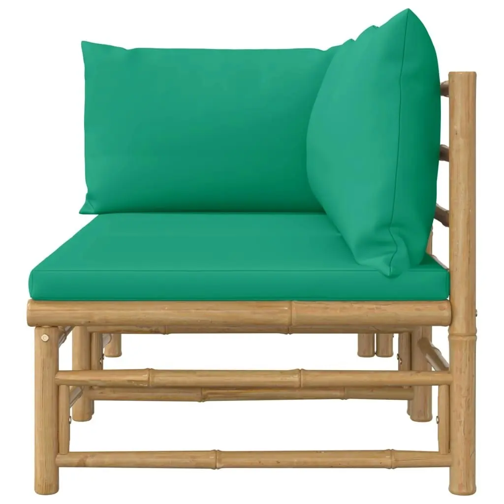 2 Piece Garden Lounge Set with Green Cushions Bamboo 362291