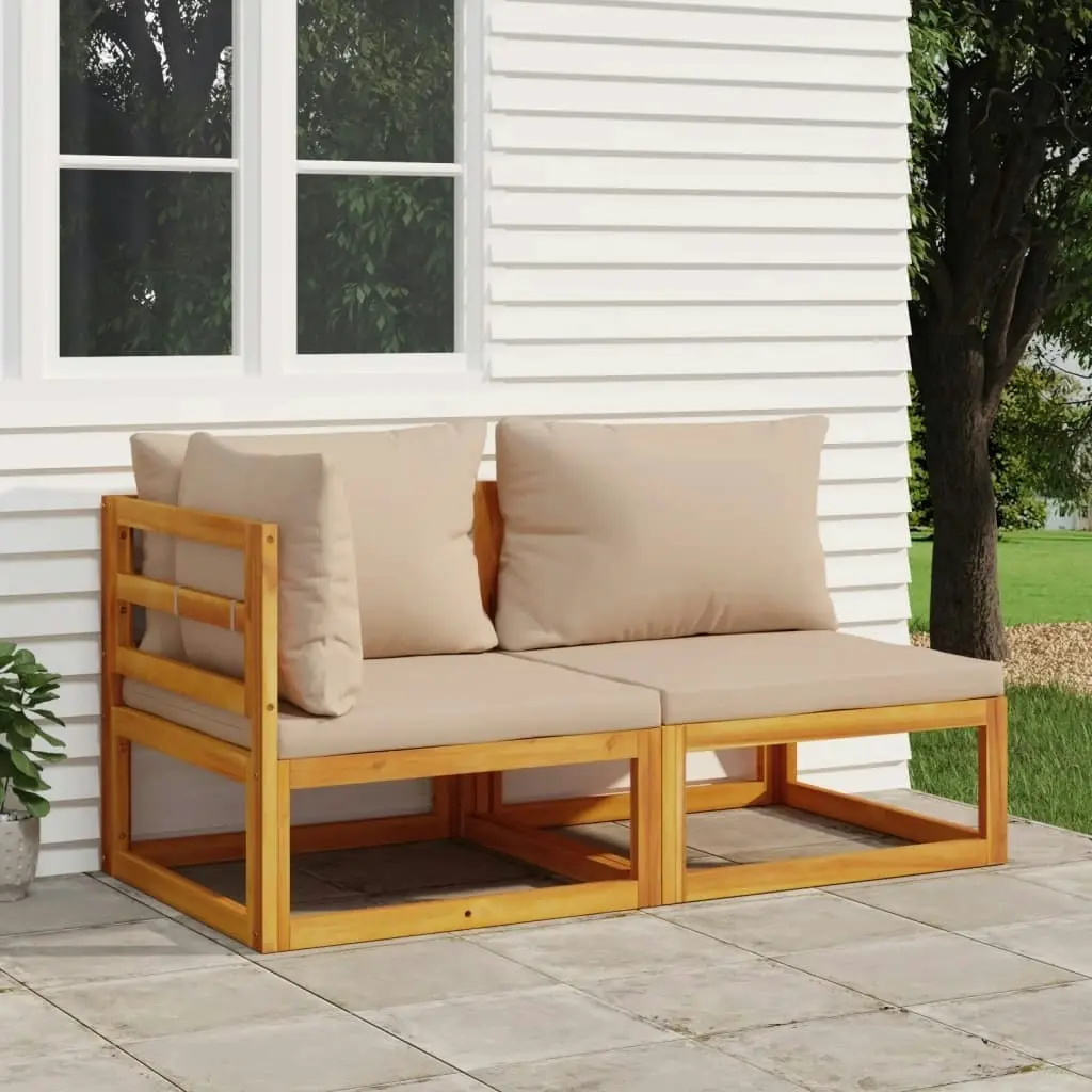 2 Piece Garden Sofa Set with Cushions Solid Wood Acacia 360002