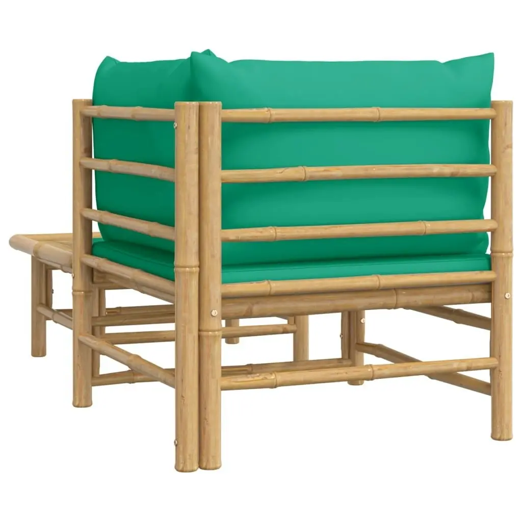 2 Piece Garden Lounge Set with Green Cushions Bamboo 362292