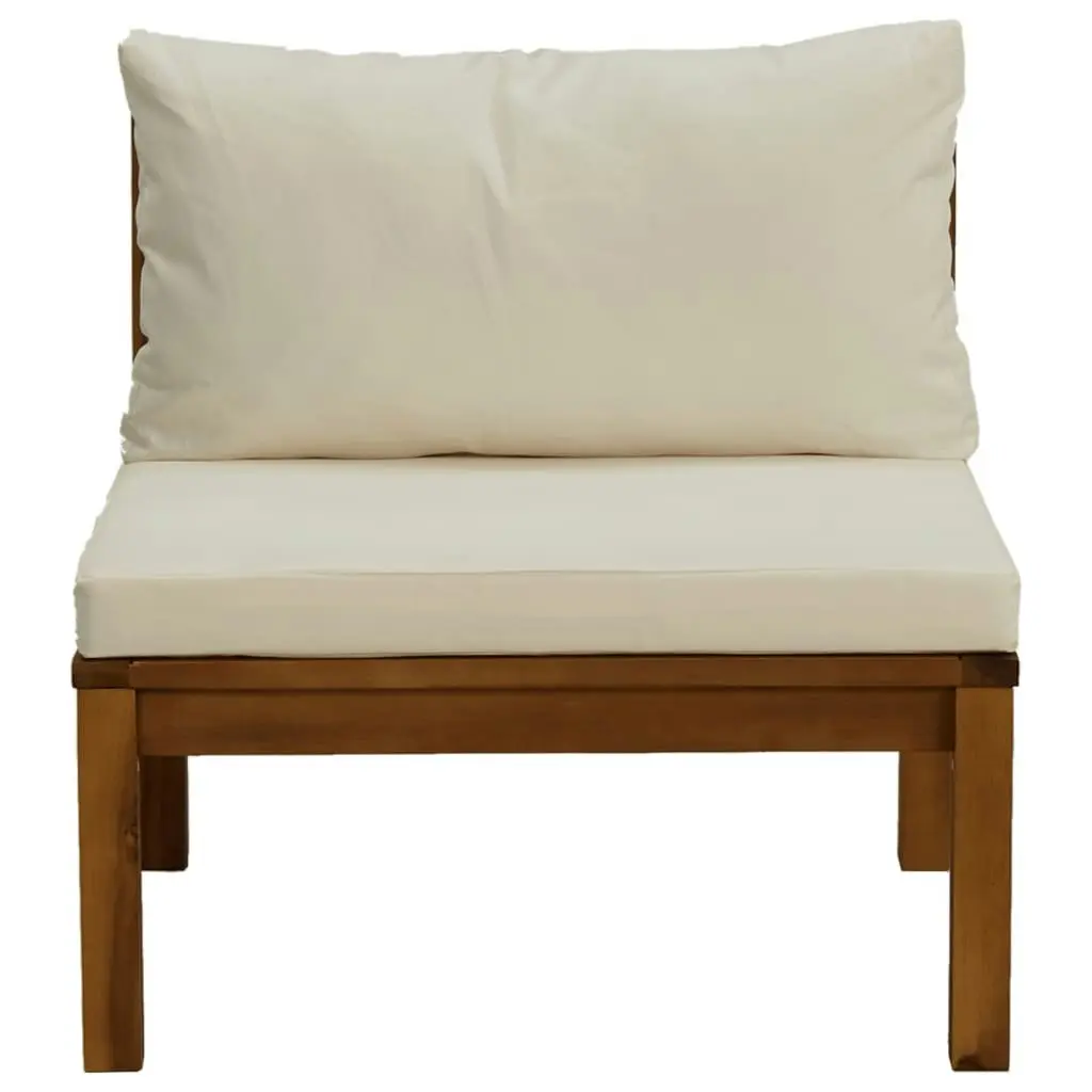 2 Piece Sofa Set with Cream White Cushions Solid Acacia Wood 316283