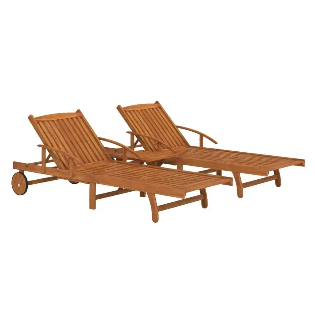 2 Piece Sunlounger Set with Table Solid Wood Acacia 3104966