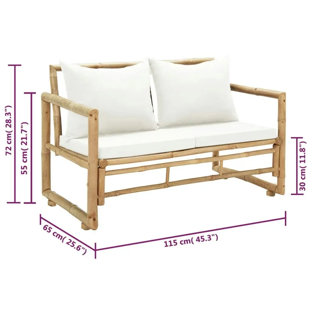 2 Seater Garden Sofa with Cushions Bamboo 43157