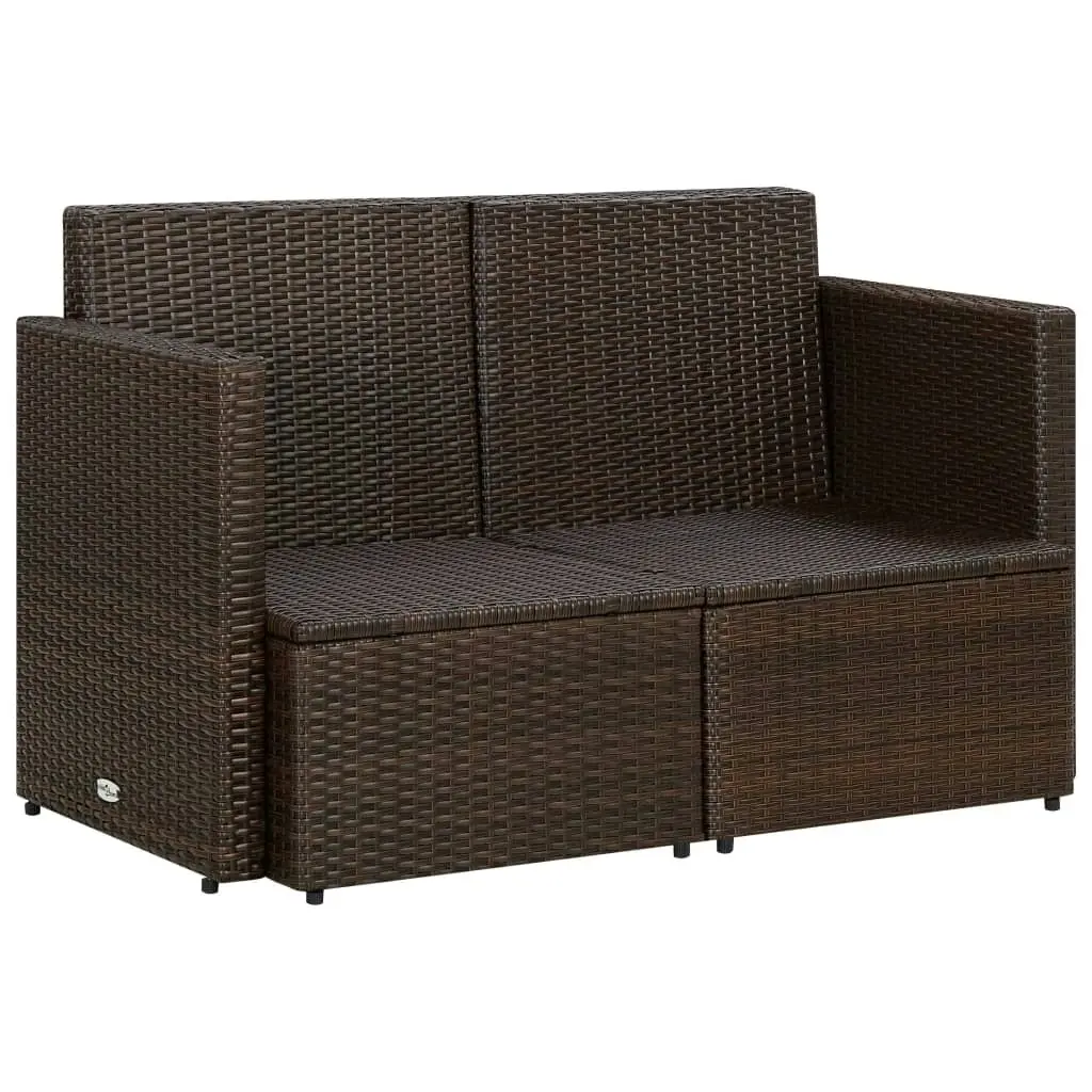 2 Seater Garden Sofa with Cushions Brown Poly Rattan 44178