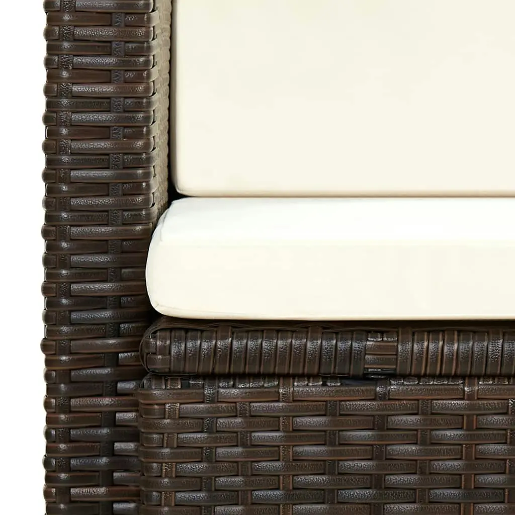 2 Seater Garden Sofa with Cushions Brown Poly Rattan 44178