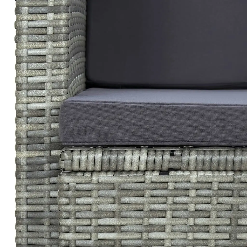 2 Seater Garden Sofa with Cushions Grey Poly Rattan 45783