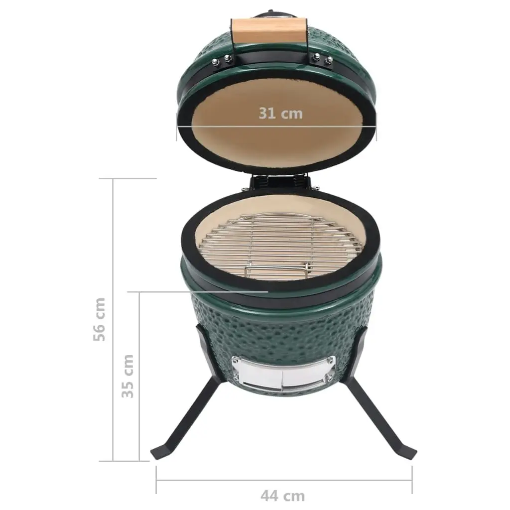 2-in-1 Kamado Barbecue Grill Smoker Ceramic 56 cm Green 316094