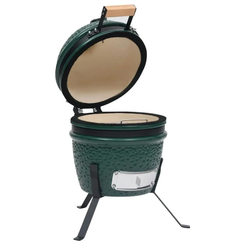 2-in-1 Kamado Barbecue Grill Smoker Ceramic 56 cm Green 316094