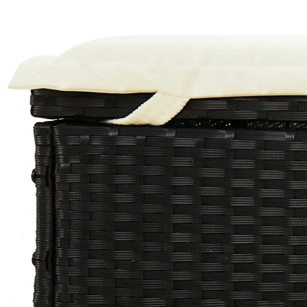 2-Person Sunbed with Cushions Black Poly Rattan 319645