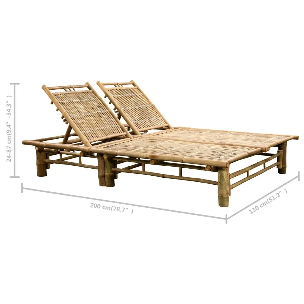 2-Person Sun Lounger with Cushions Bamboo 3063946