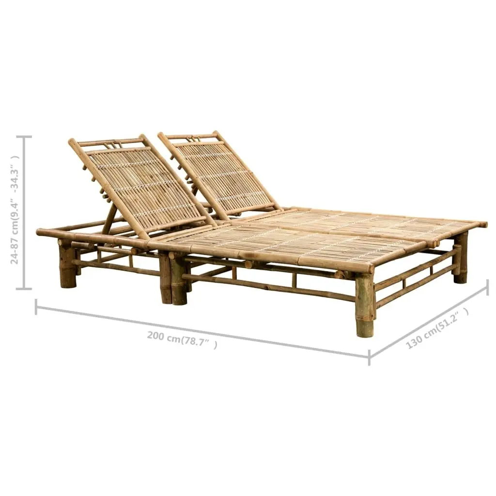 2-Person Sun Lounger with Cushions Bamboo 3063952