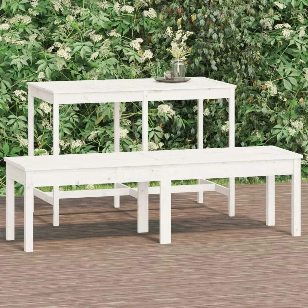 2-Seater Garden Bench White 159.5x44x45 cm Solid Wood Pine 824012