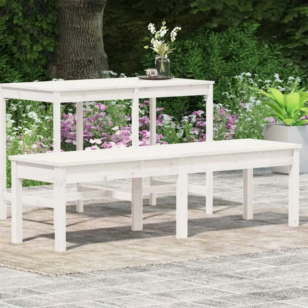 2-Seater Garden Bench White 159.5x44x45 cm Solid Wood Pine 824012