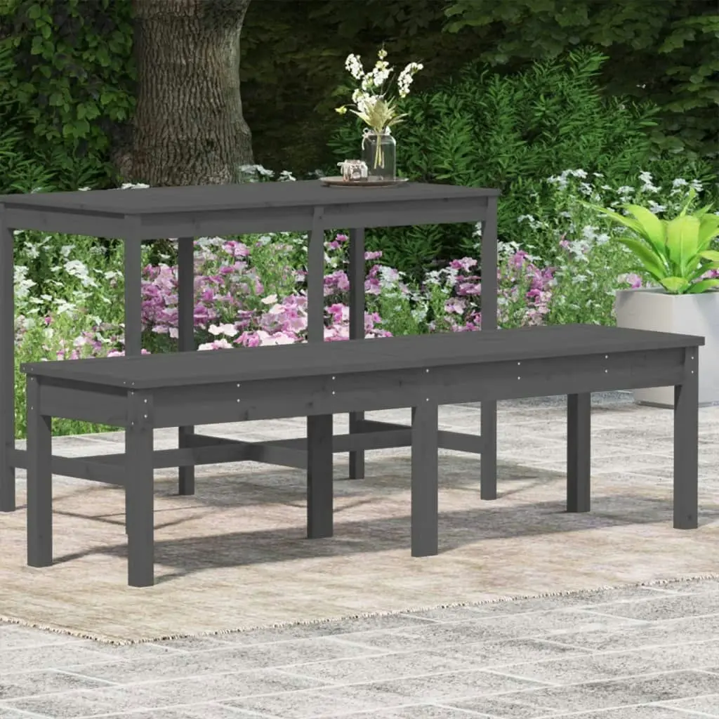 2-Seater Garden Bench Grey 159.5x44x45 cm Solid Wood Pine 824013