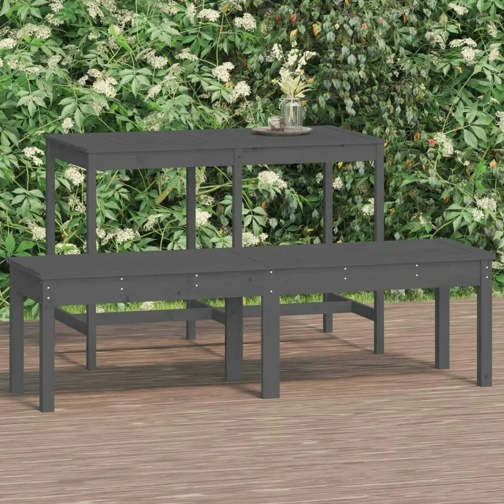 2-Seater Garden Bench Grey 159.5x44x45 cm Solid Wood Pine 824013