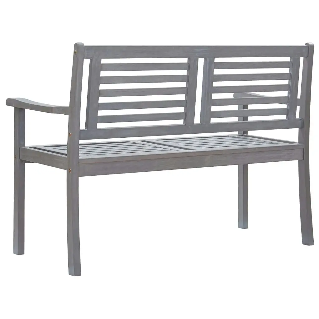 2-Seater Garden Bench with Cushion 120 cm Grey Eucalyptus Wood 3061026