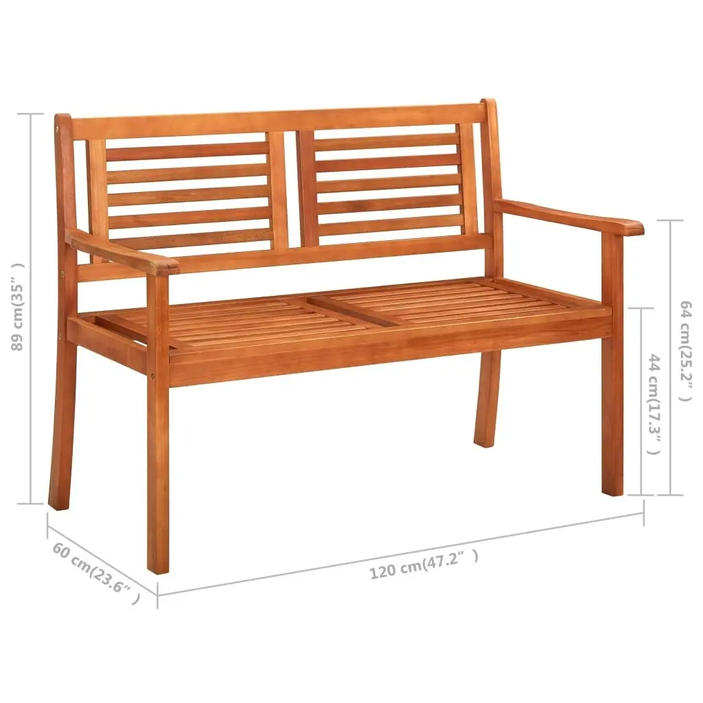 2-Seater Garden Bench with Cushion 120 cm Solid Eucalyptus Wood 3060977