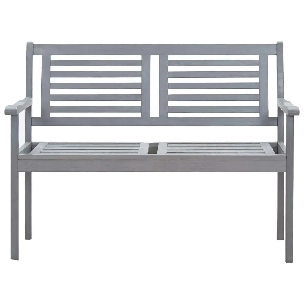 2-Seater Garden Bench with Cushion 120 cm Grey Eucalyptus Wood 3061025