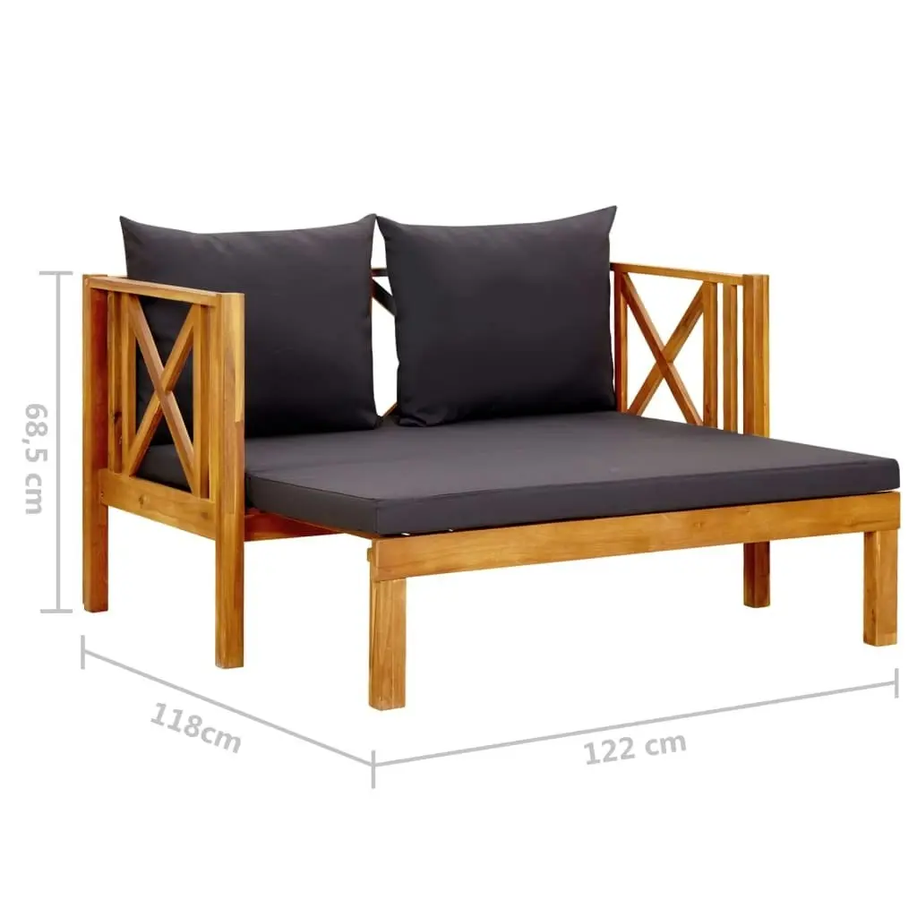 2-Seater Garden Bench with Cushions 122 cm Solid Acacia Wood 310308