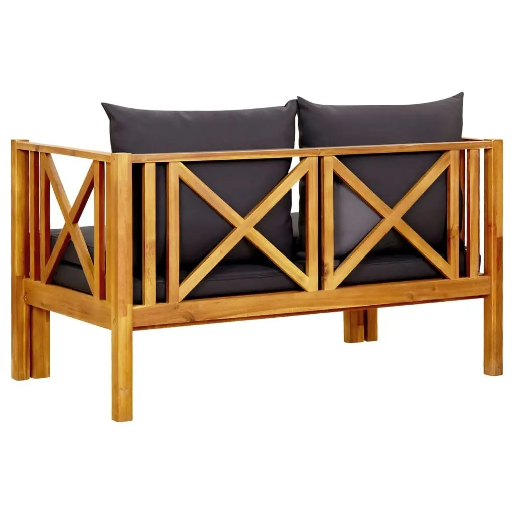 2-Seater Garden Bench with Cushions 122 cm Solid Acacia Wood 310308