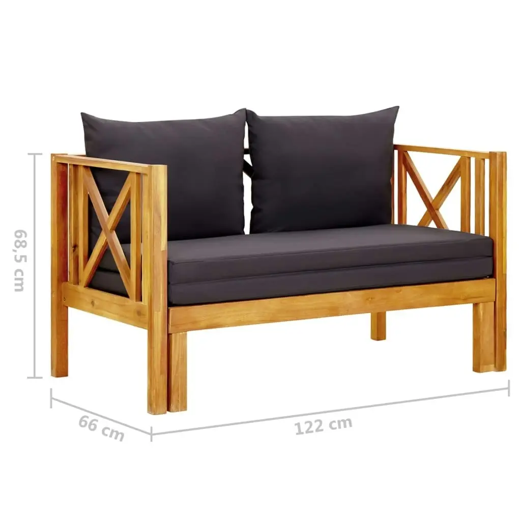 2-Seater Garden Bench with Cushions 122 cm Solid Acacia Wood 310308