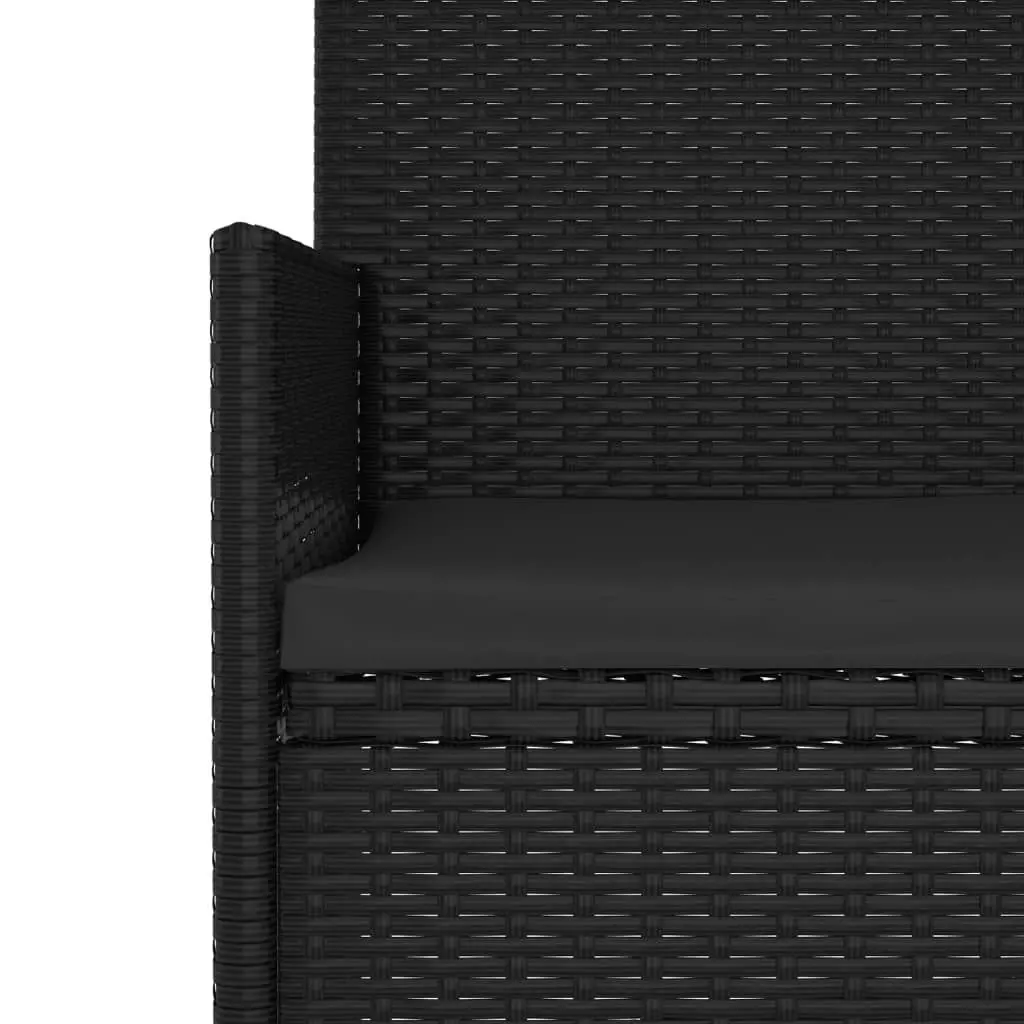 2-Seater Garden Bench with Cushions Black Poly Rattan 319490