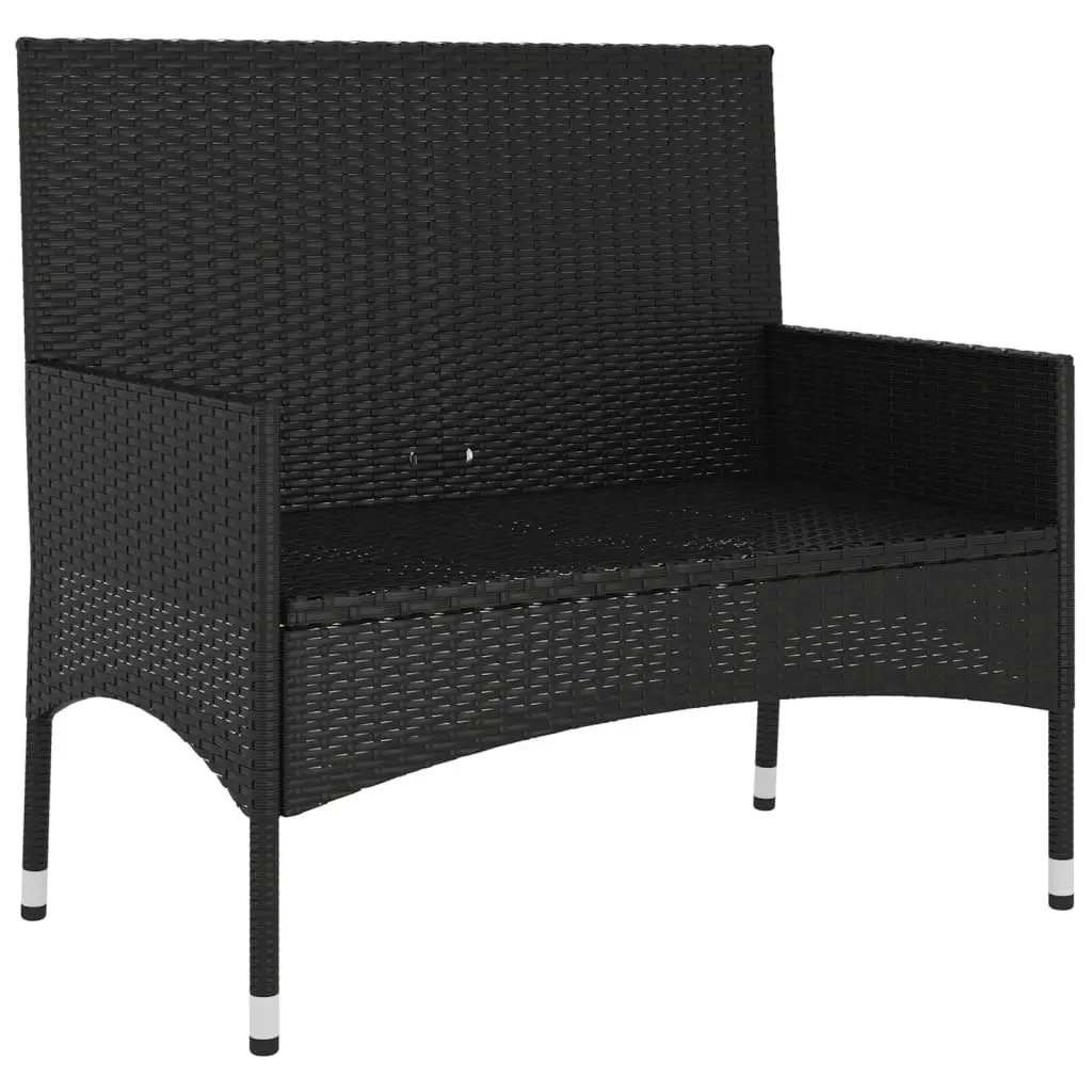 2-Seater Garden Bench with Cushions Black Poly Rattan 319488