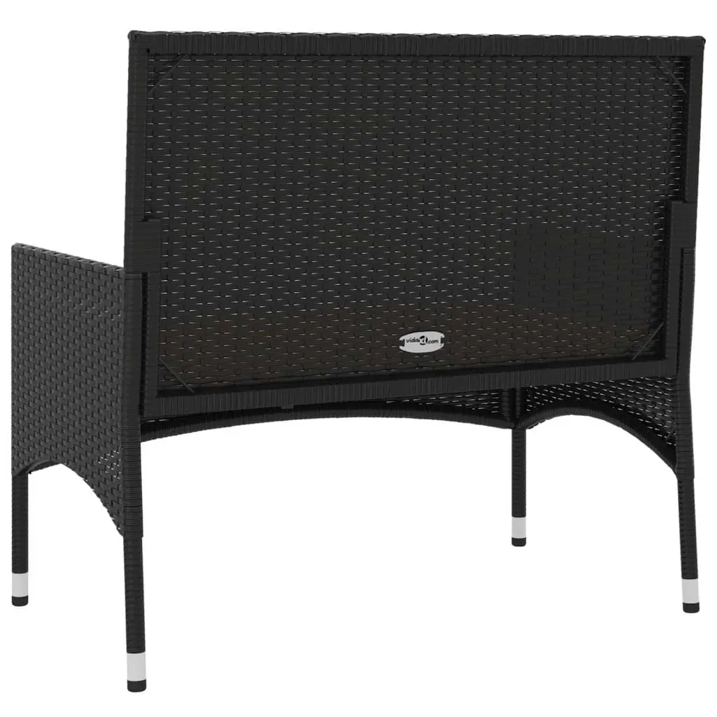 2-Seater Garden Bench with Cushions Black Poly Rattan 319488