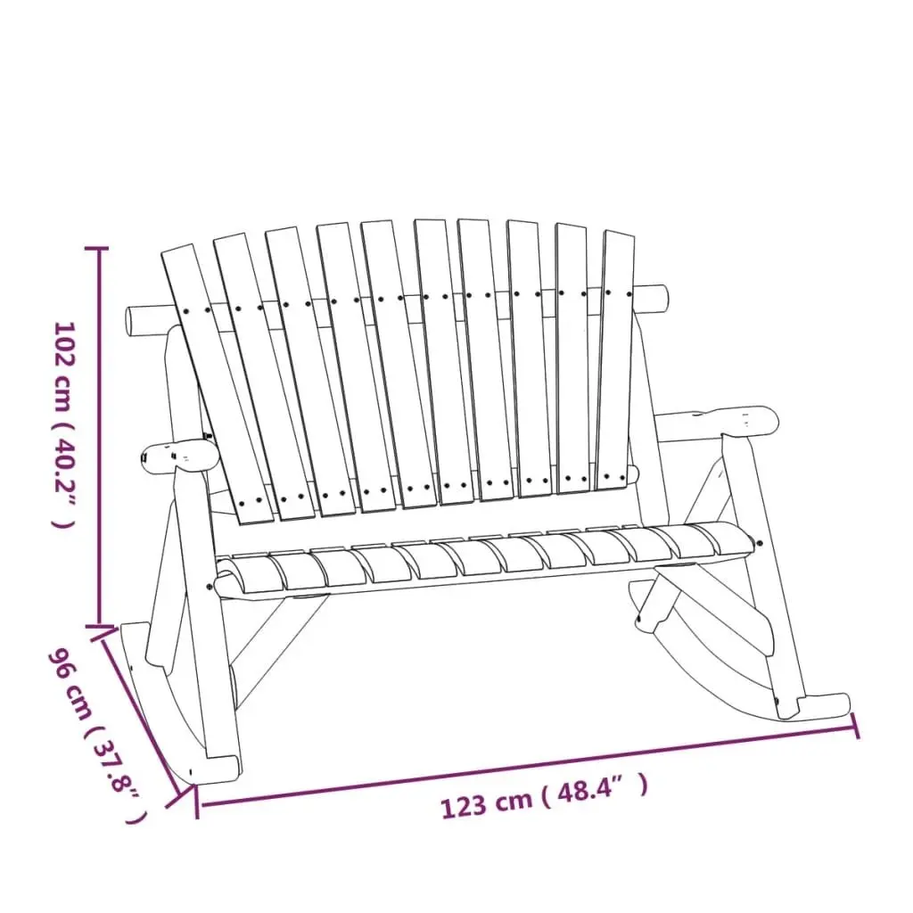 2-Seater Garden Rocking Bench 123x96x102 cm Solid Wood Spruce 363349