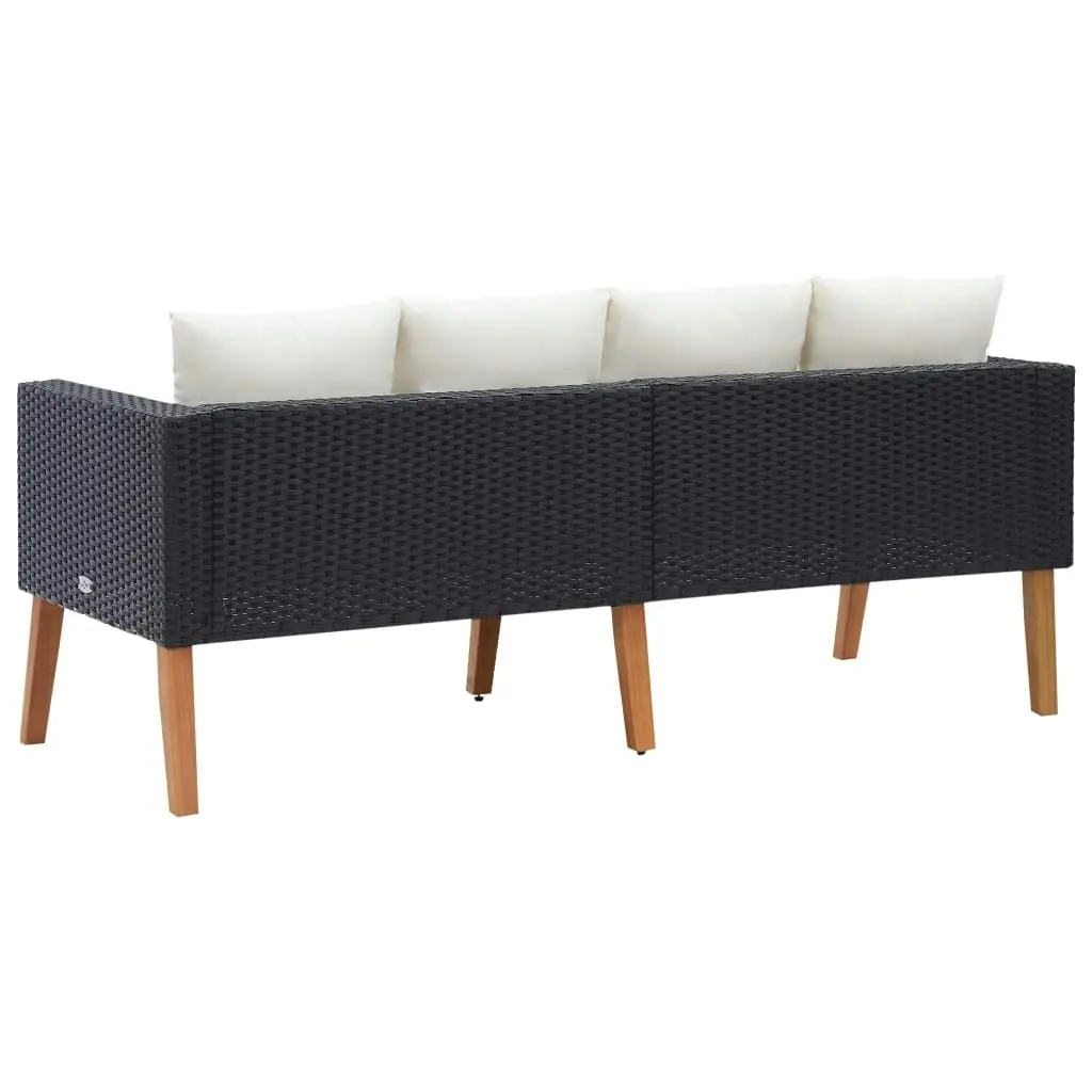 2-Seater Garden Sofa with Cushions Poly Rattan Black 310216