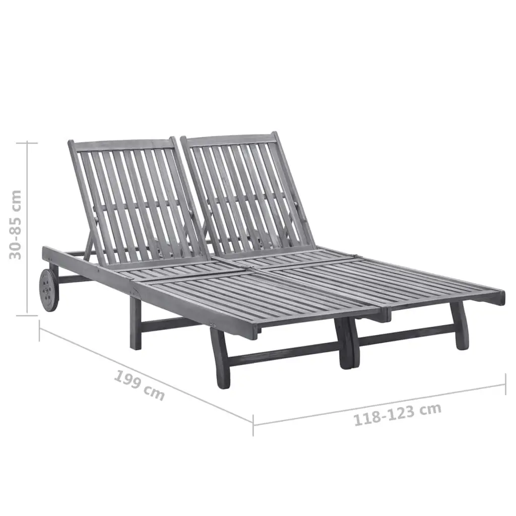 2-Person Sun Lounger Solid Acacia Wood 311874